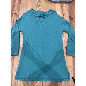 Soft Surroundings Teal Textured Pullover Sweatshirt Dress Tunic Mock Neck M